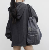 LINE denim string backpack