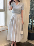 Shooly Pintuck Banding Flare Long Skirt