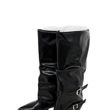 Double Buckle Shirred Stiletto Long Boots