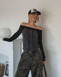 Five Strap Off Shoulder Stripe Long Sleeve