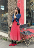 Fresh Denim Collar Short Jacket