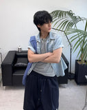 Salt Two-Pocket Washed Denim Short Sleeve Shirt