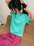 Chibi Color Basic Semi-Crop Short Sleeve Tee