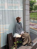 [BAONHAUS] Salo Ribbon Color Matching Check Collar Shirt