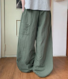 [unisex] Fine Rivet Nylon Banding Wide Pants