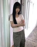 Anise Twist Shirred Short Sleeve T-shirt