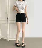 Slim-line fit A-line Fit Black Basic Cotton Shorts