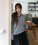 Soy Striped V-Neck Knit