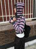 HAIRY STRIPE HOOD ZIP-UP