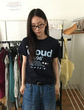 Baru Dot Lettering Semi-Crop Short Sleeve Tee