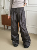 Fillet Glossy Parachute Two Way Nylon Long Wide Pants