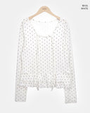 Madin Ribbon Dot Frill Long Sleeve T-Shirt