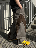 Nylon Two-Tone Curve Line Pants