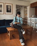 Hail Roll-Up Button Denim Pants