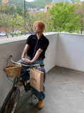 Jet Washing Balloon Denim Pants