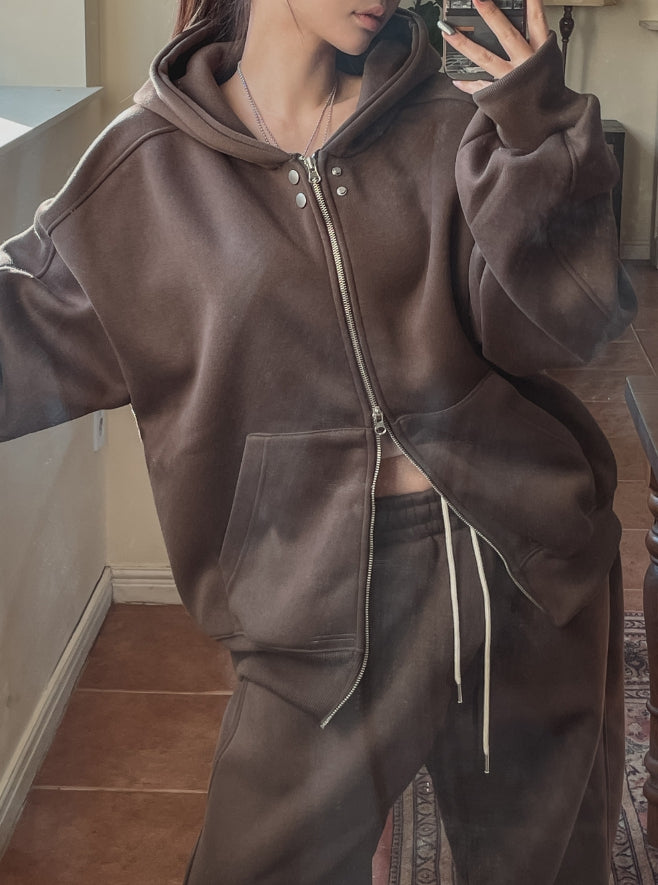 【U LAN】Dove Snap Two-Way Hooded Zip-Up U LAN (ユーラン) - ドブスナップツーウェイフードジップアップ