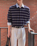Kesio Multi-Stripe Henley Neck Knit