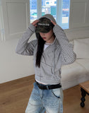 Ien Stripe Crop Hooded Zip-up