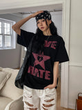 Hate Love Printing Over Short Sleeve
