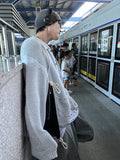 Linen Waffle Two Tone Knit Cardigan