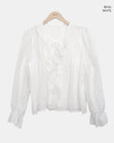 Leuken Pintuck Frill Blouse