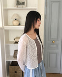 Cheche flower see-through button cardigan