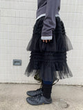 Samen Frill Tulle Banding Midi Skirt