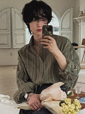 Vivid striped loose fit shirt