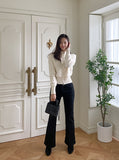 Want brushed black bootcut pants