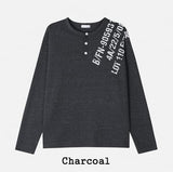 Devel Waffle Henley Neck Long Sleeve T-shirt