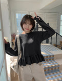 Jouni Striped Frill Long Sleeve Tee