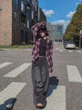 Moshu track line string denim pants