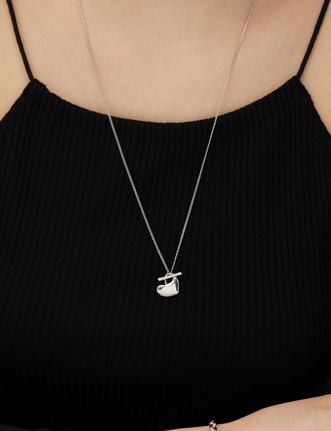 ◆HYERES LOR◆ Pebble Heart Silver (Y) T-Bar Necklace S HL6N HYÈRES LOR (イエールロール ) - ペブルハートシルバーTバー