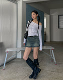 [Belt set] Rosie Denim Wrap Skirt Pants