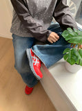 Luaz Washing Wide Denim Pants