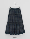 Jinz Check Frill Banding Long Skirt