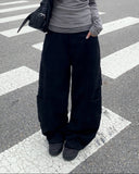 Clun Cut Wide String Cargo Pants