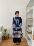 Dabiru Check Banding Layered Skirt