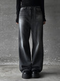 Strap Grayish Denim Pants