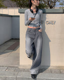 Canner black denim washing wide denim pants