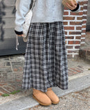 Limoy banding pin tuck check long skirt