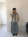 Pesilmo Stitch Denim Balloon Wide Pants
