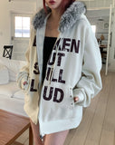 Loud Corduroy Stud Fur Hood Zip-Up