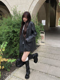 Avil Leather Overfit Blazer Jacket
