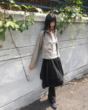 [MADE] Ruri Stripe Color Matching Banding Chiffon Double Midi Flare Skirt