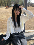 Auburn Punching Pendant Hood Knit Cardigan