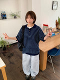 [unisex] Hyonka Summer Stripe Collar Over Knit