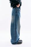 Applique lined denim pants