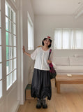Urend Shirring Nylon Long Skirt