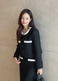 Royel color matching tweed H-line skirt